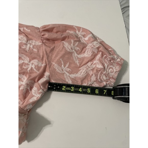 Liv Los Angeles Medium Tie Top Puff Sleeve M Pink Crop Top - Picture 8 of 10